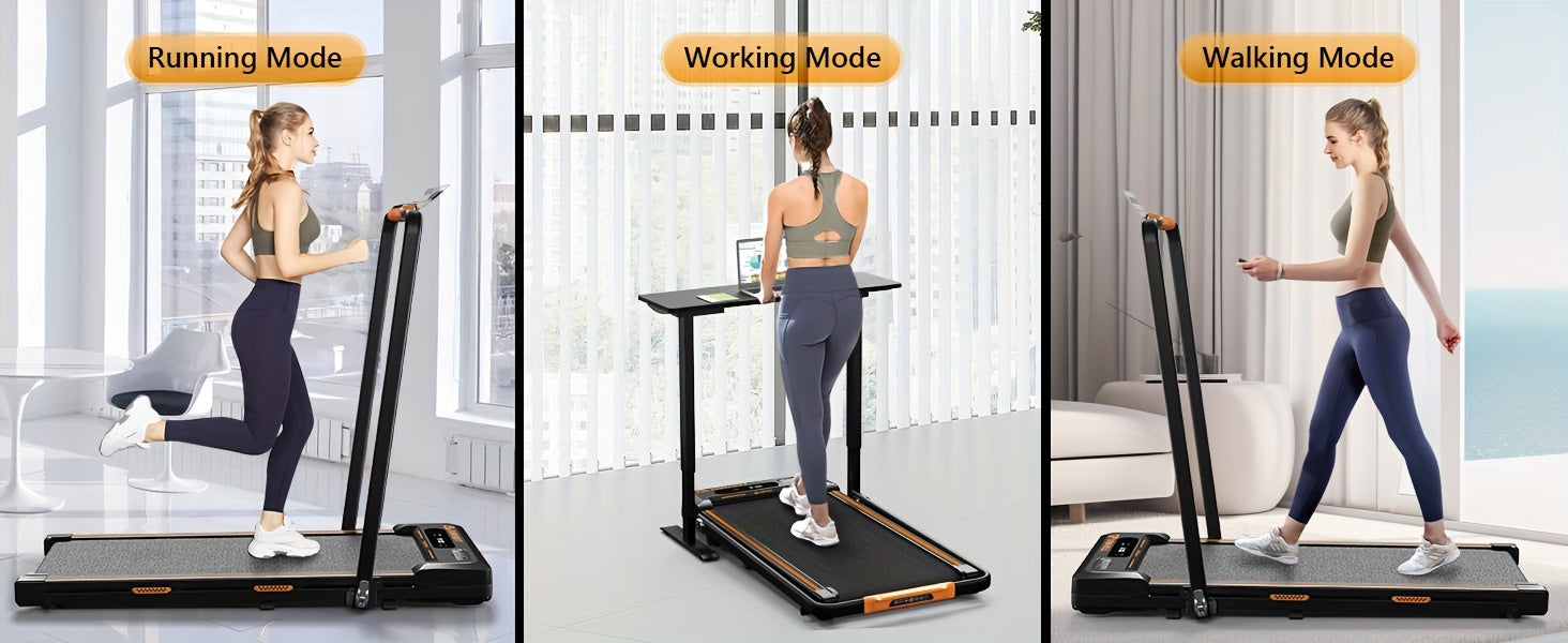 AIRHOT 2-in-1 Under Desk Treadmill 2.5HP Folding Compact Black Walking Pad, Without Battery