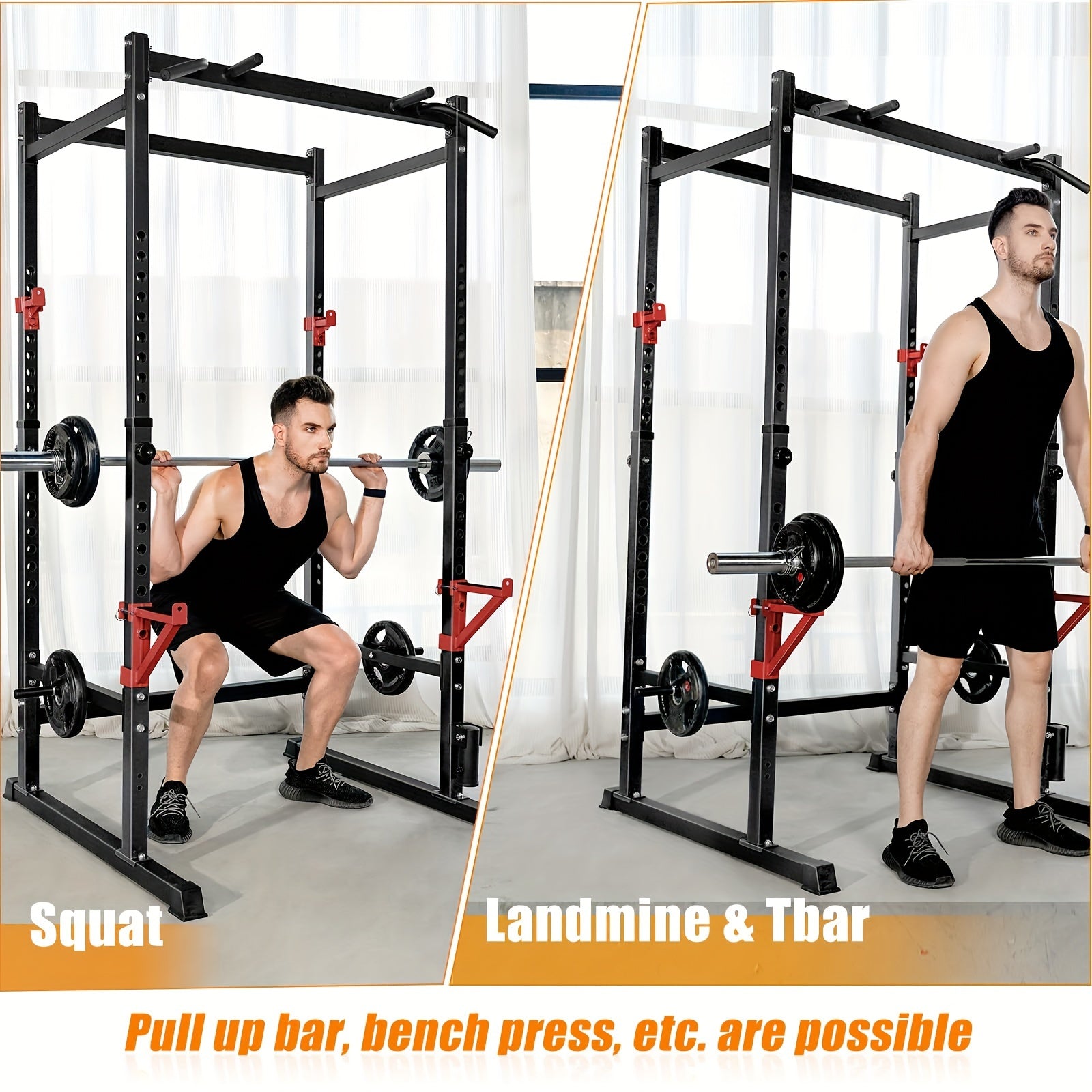 Cube Walk Power Rack, Rack Cage for Weight Training, Adjustable Squat Stand Rack for Home Gym Equipment, Heavy Capacity And Adjustable Squat Stand Rack, Lifting Cage with 660lb Capacity, Strength Training Squat Stand Barbell