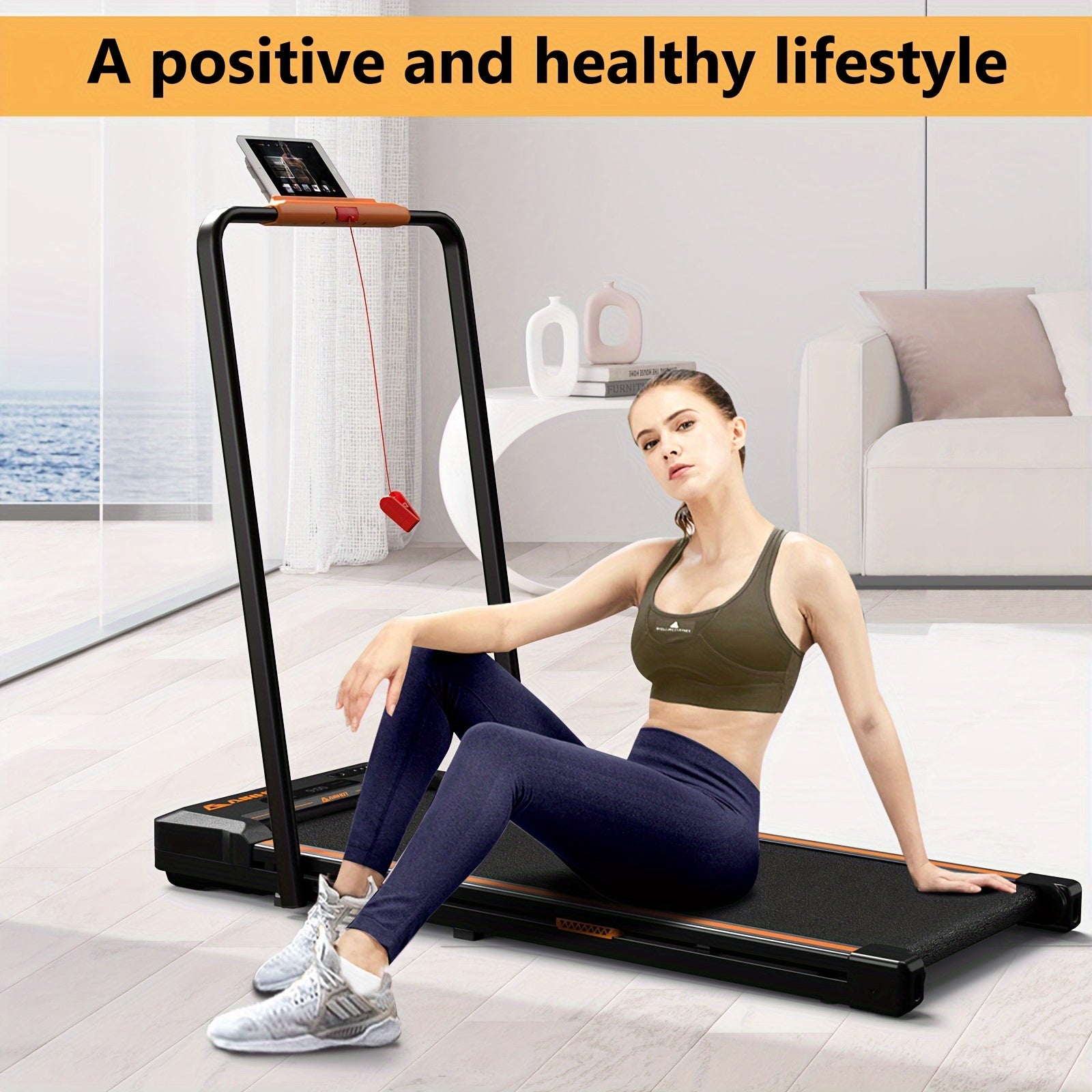 AIRHOT 2-in-1 Under Desk Treadmill 2.5HP Folding Compact Black Walking Pad, Without Battery