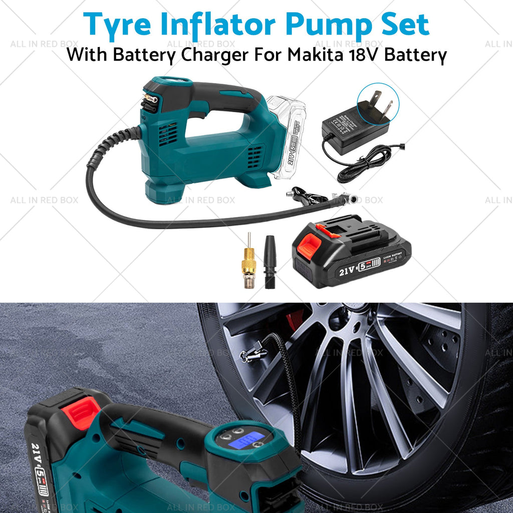 Cordless Portable Tyre Inflator Pump w/ Battery Charger For Makita 18V Battery-2