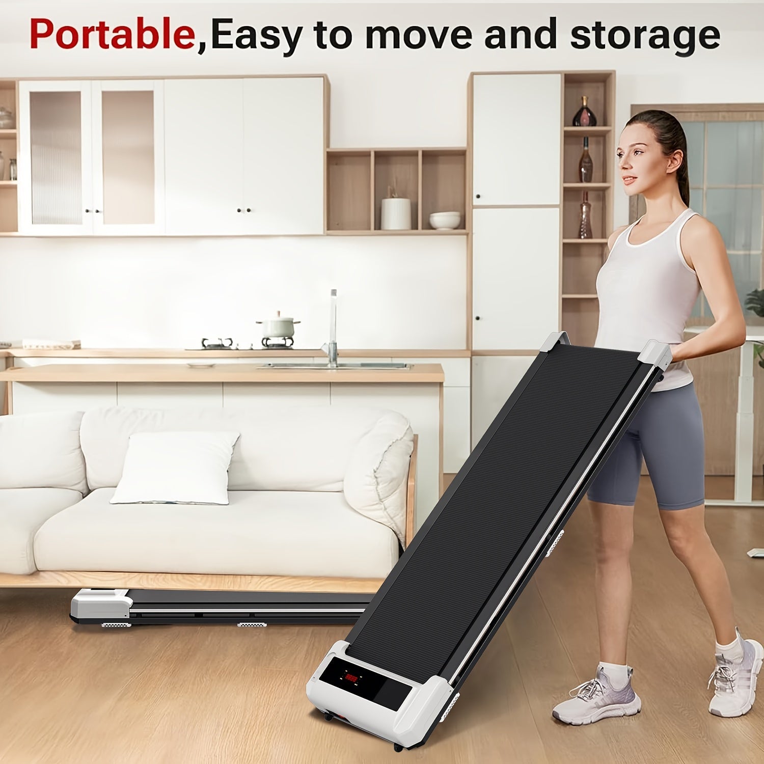 AIRHOT 1pc Under Desk Treadmill, 2.25HP Running Machine For Home Office, With 265lbs Weight Capacity, Remote Control, LED Display