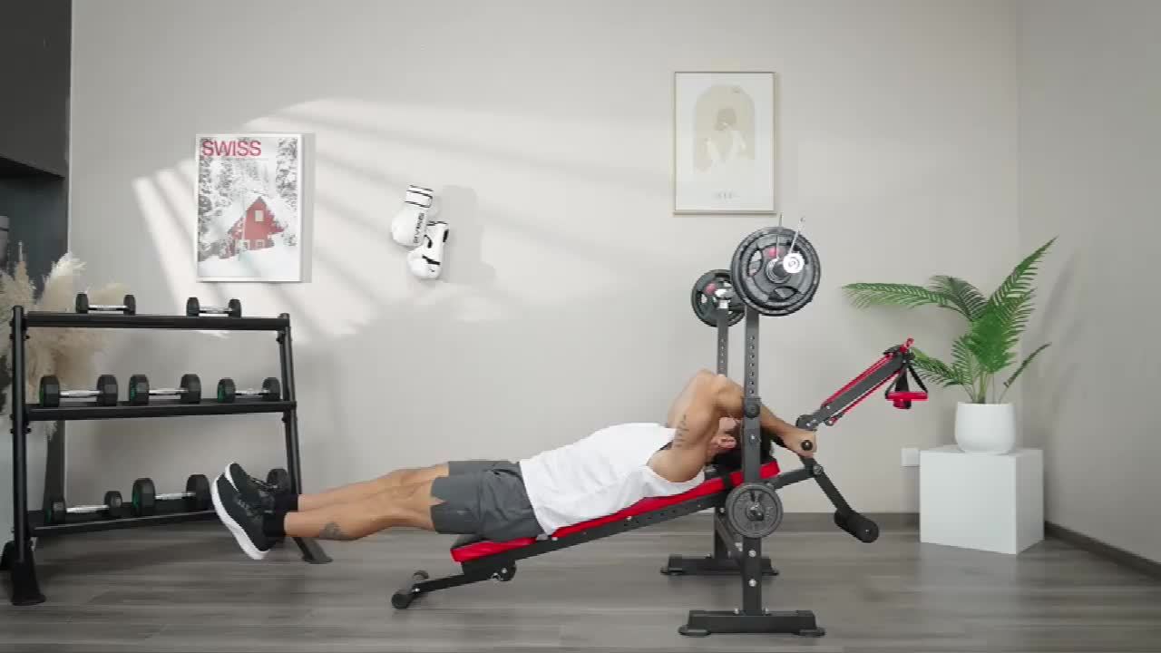 1PCS Professional Weight Bench Set With Barbell/Squat Rack, Heavy Duty Bench Press Set Adjustable Full-Body Workout Bench For Home Gym Fitness (Without Weights And Barbells)