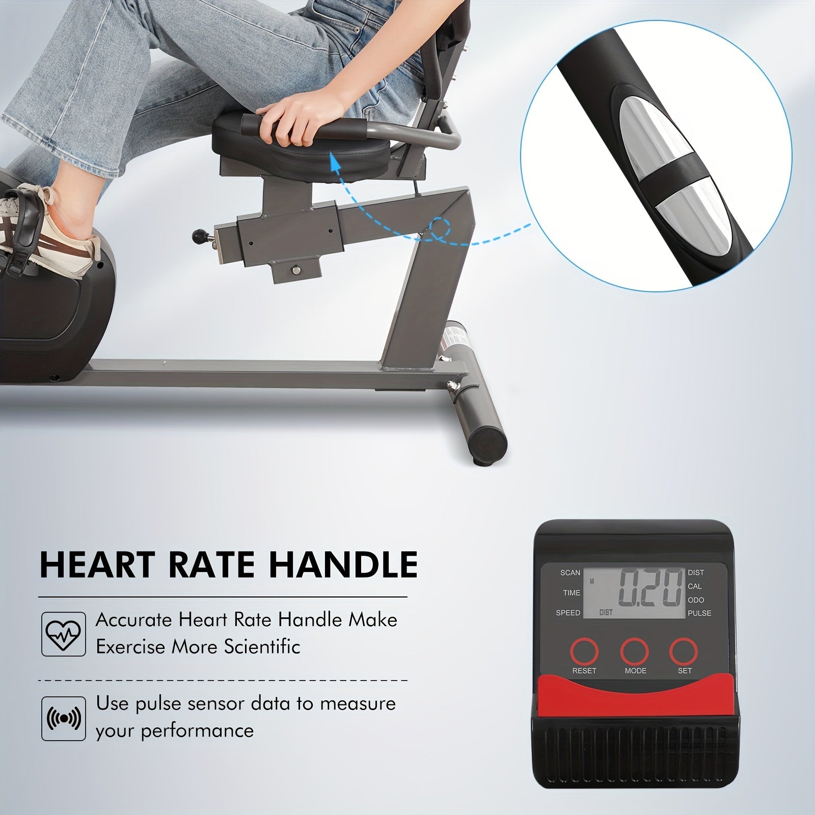 Recumbent Exercise Bike For Seniors Stationary Bike Sturdy Quiet 8 Levels Recumbent Bikes Large Comfortable Seat Heart Rate Handle & IPad Holder For Gym Home Adults