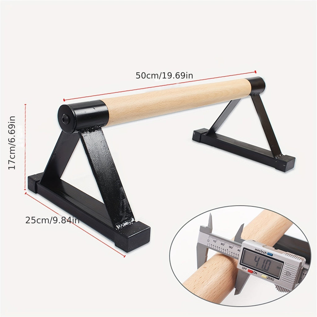 1 Pair Push-up Parallettes Bars(Black Beech Wood)-1