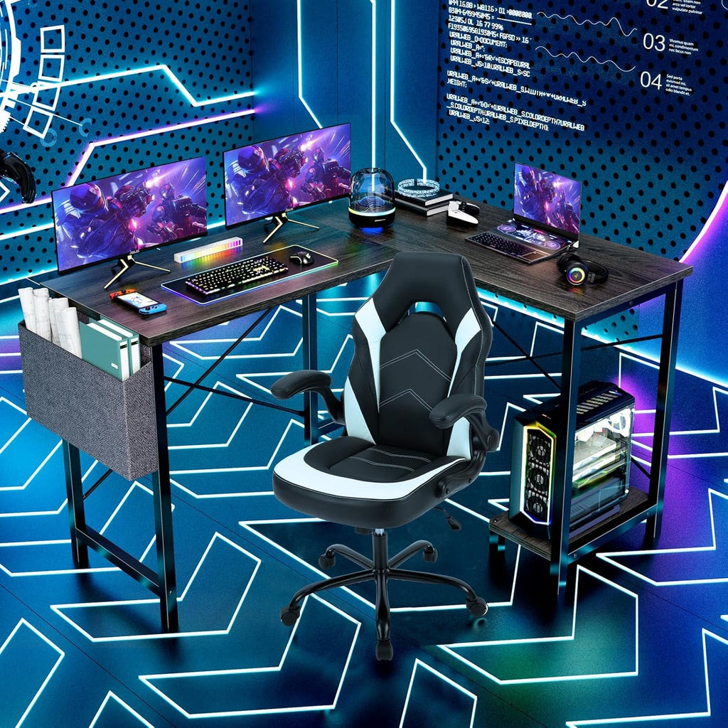 Grey 50 Inch L Shaped Gaming Desk-1