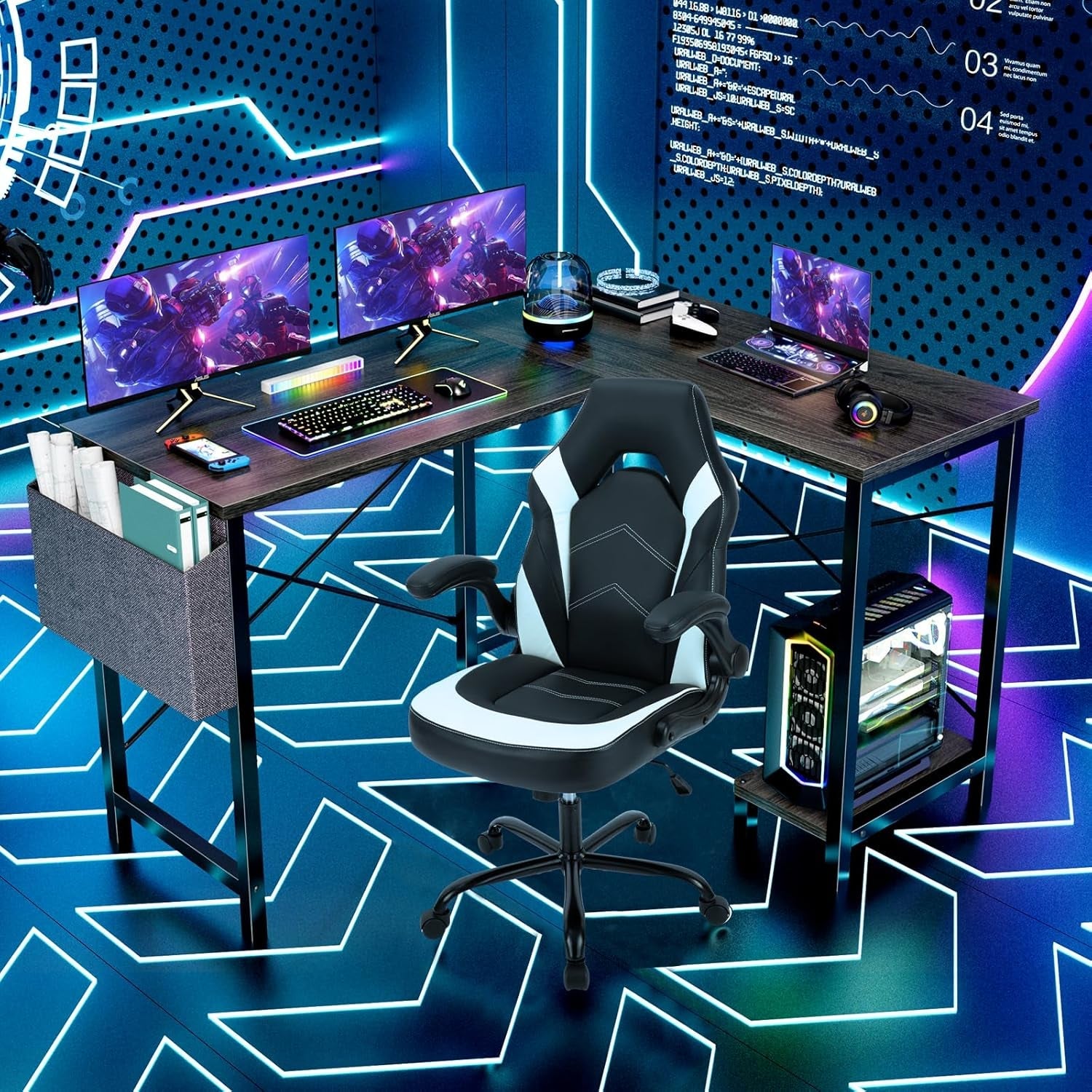 Grey 50 Inch L Shaped Gaming Desk-1