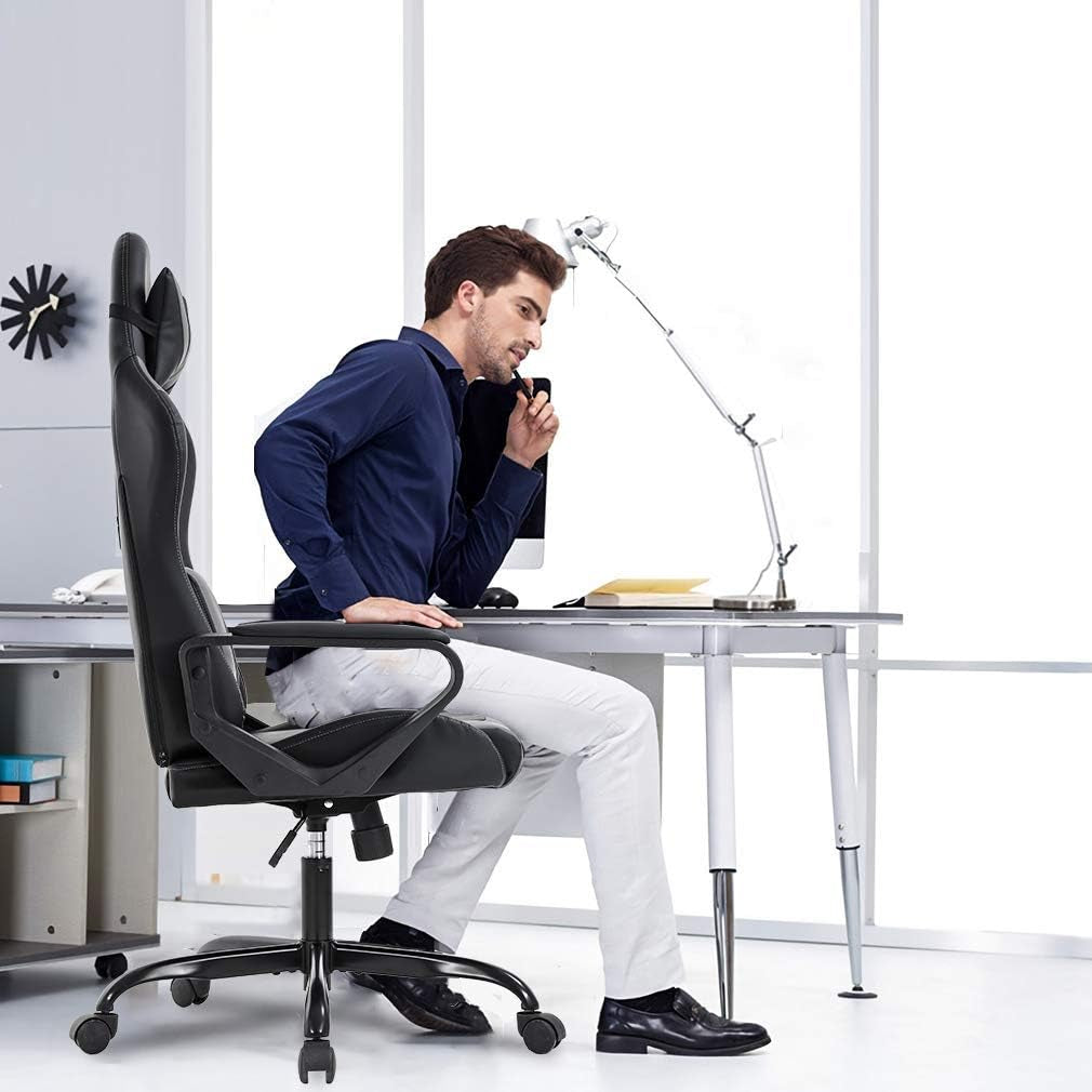 Gaming Chair Racing Chair Office Chair Ergonomic High-Back Leather Chair Reclining Computer Desk Chair Executive Swivel Rolling Chair with Adjustable Headrest Lumbar Support for Women, Men-1