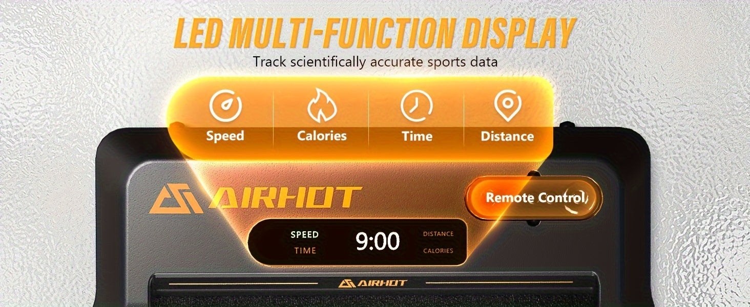 AIRHOT 2-in-1 Under Desk Treadmill 2.5HP Folding Compact Black Walking Pad, Without Battery