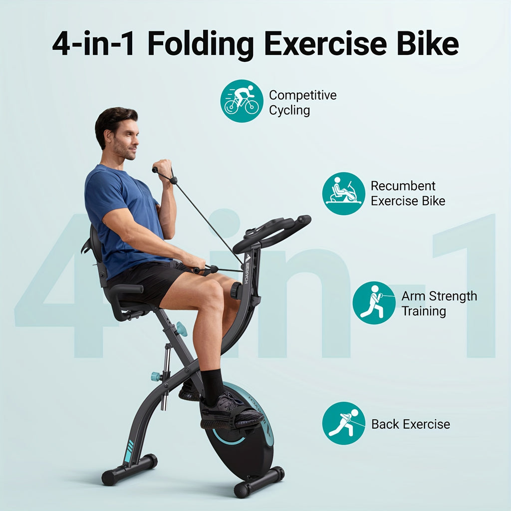 300lbs Capacity 16-Level Resistance MERACH 1pc Foldable Exercise Bike For Home - 4-in-1 Stationary Bike