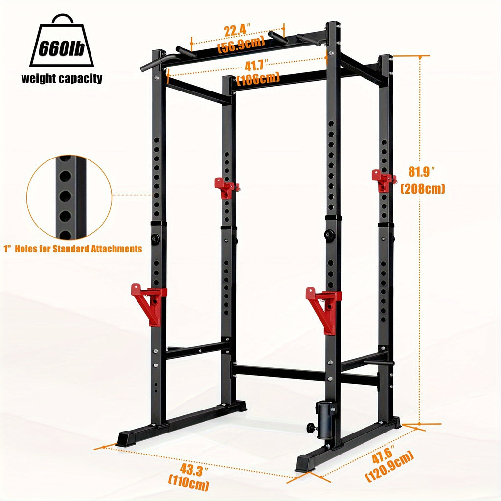 Cube Walk Power Rack, Rack Cage for Weight Training, Adjustable Squat Stand Rack for Home Gym Equipment, Heavy Capacity And Adjustable Squat Stand Rack, Lifting Cage with 660lb Capacity, Strength Training Squat Stand Barbell