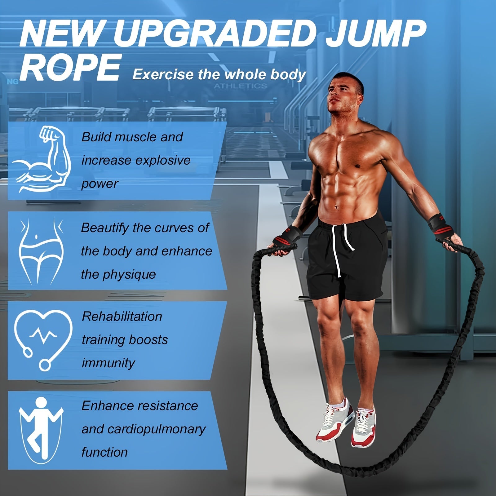 9.2 FT 1" Heavy Battle Ropes For Home Gym, Strength Training Workout Rope, Building Muscle Gym Ropes