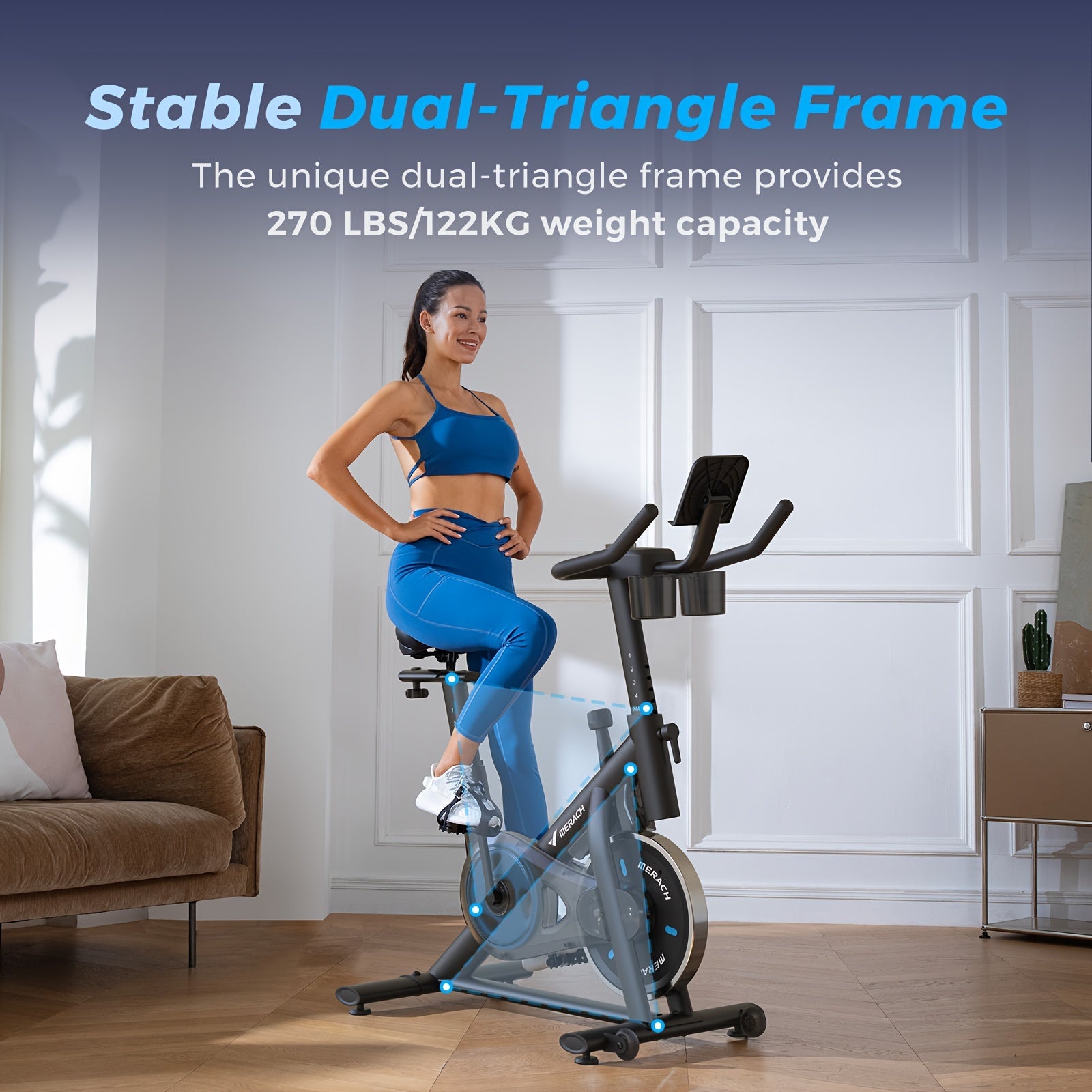 MERACH 1pc Exercise Bike, Stationary Bike, Indoor Cycling Bike With 270lbs Weight Capacity, For Fitness, Body Training