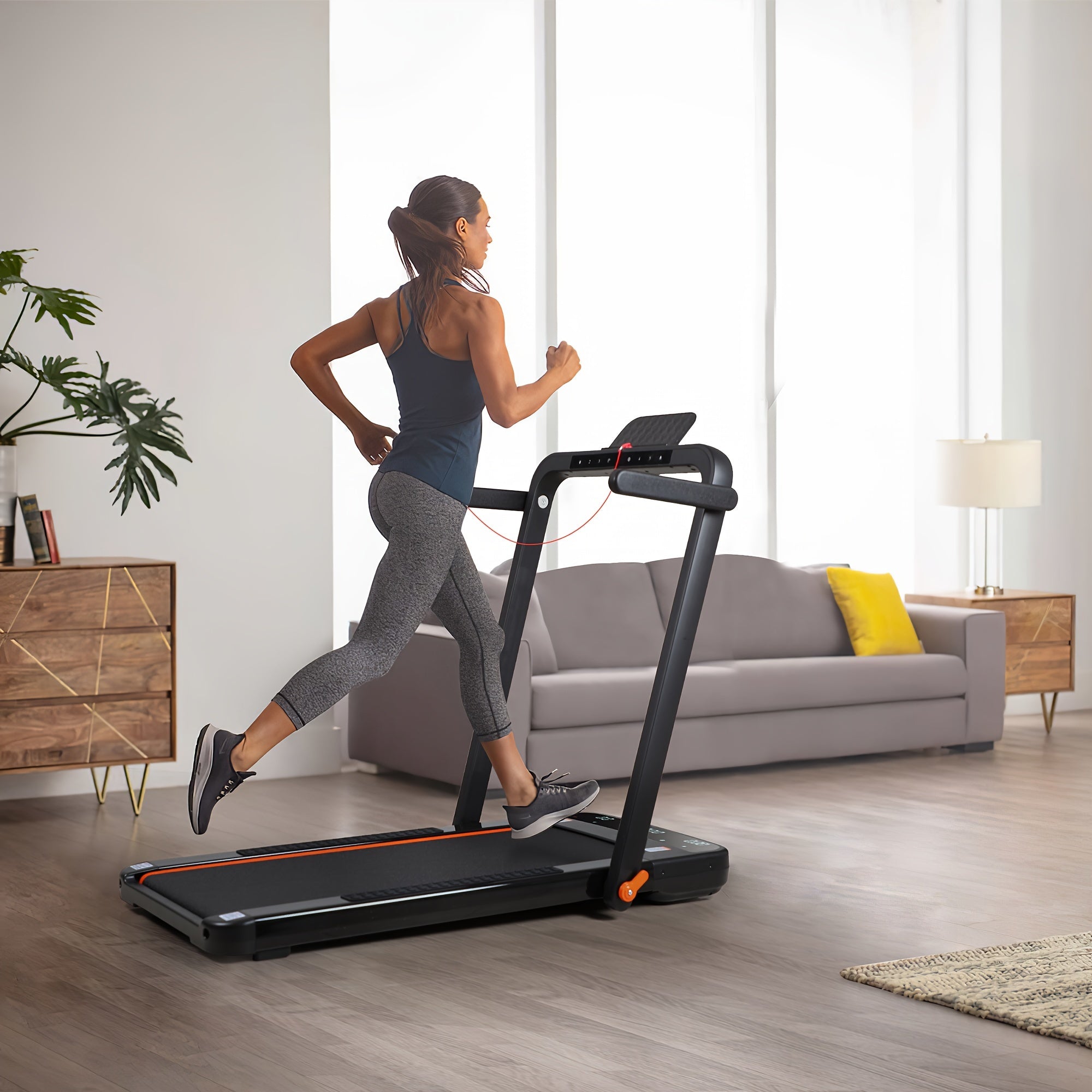 2 in 1 Foldable Treadmill, Under Desk Treadmill 300 lb Capacity, Walking Pad Treadmill, Installation-Free Folding Treadmill, Electric Treadmill, Running Machine for Home Black