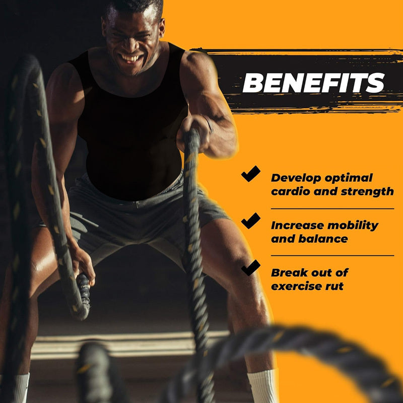 Fitness Battle Ropes, 1 Foot/ 1.5 Inches/ 2 Inches In Diameter, Made Of Polyester, Available In 30 Feet, 40 Feet, And 50 Feet Lengths, Suitable For Home Gyms And Intense Workouts.