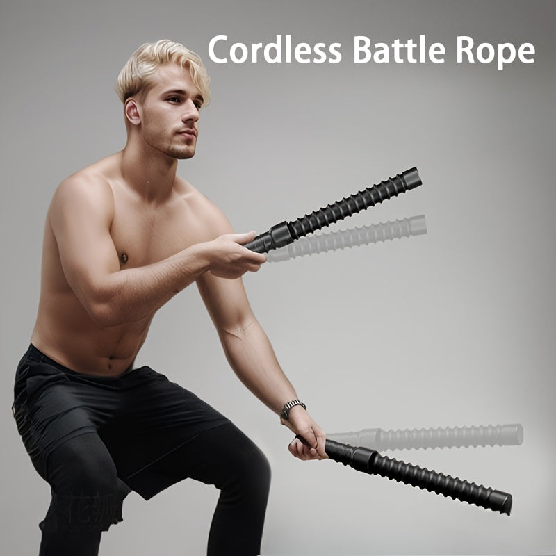 [Heavy Duty Battle Ropes] 2pcs Heavy Duty Ropeless Battle Ropes - Weighted, Long, Black Iron, Below 78, 74inch, Portable & Convenient for Home Gym Workouts, Aerobic Exercise, and Fitness Training, Home Gym Equipment | Sleek B