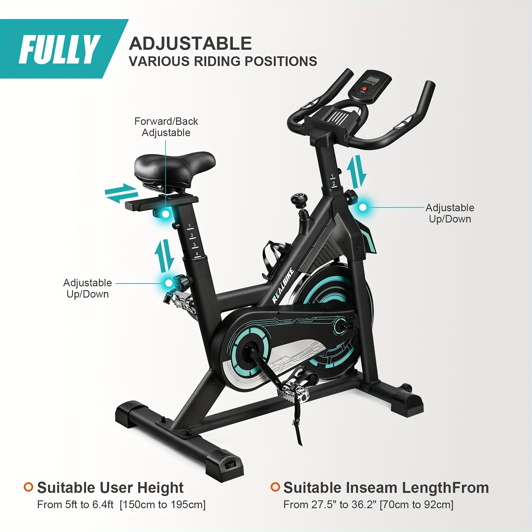 Exercise Bike, Adjustable Magnetic Resistance Silent Belt Drive, Indoor Cycling Bike for Home Cardio Gym, Fitness Stationary Bike Machine with 350lbs/300lbs Weight Capacity, Monitor with Pulse & Ipad Mount &Upgraded Version S