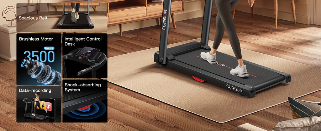 Fitness Stepper Home Folding Treadmill With Pulse Sensor, 2.5HP Foldable Portable Treadmill, 7.5 MPH Electric Motorized Running Machine With Heart Rate Sensor, 265 LBS Capacity For Home Gym