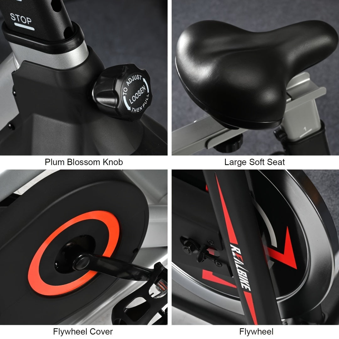 Exercise Bike, Indoor Bike/Brake Pad Stationary Bike, for Family, Indoor Bike with Silent Belt Drive, Heavy Duty Flywheel, Comfortable Saddle And Upgraded LCD Display