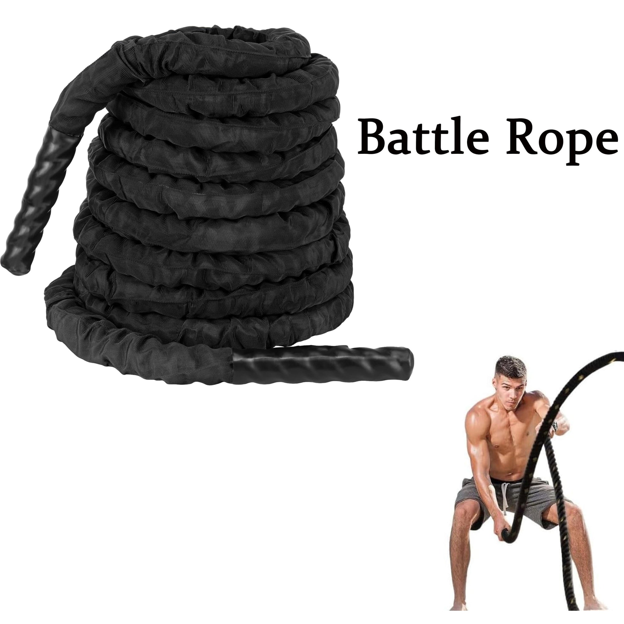 9.2 FT 1" Heavy Battle Ropes For Home Gym, Strength Training Workout Rope, Building Muscle Gym Ropes