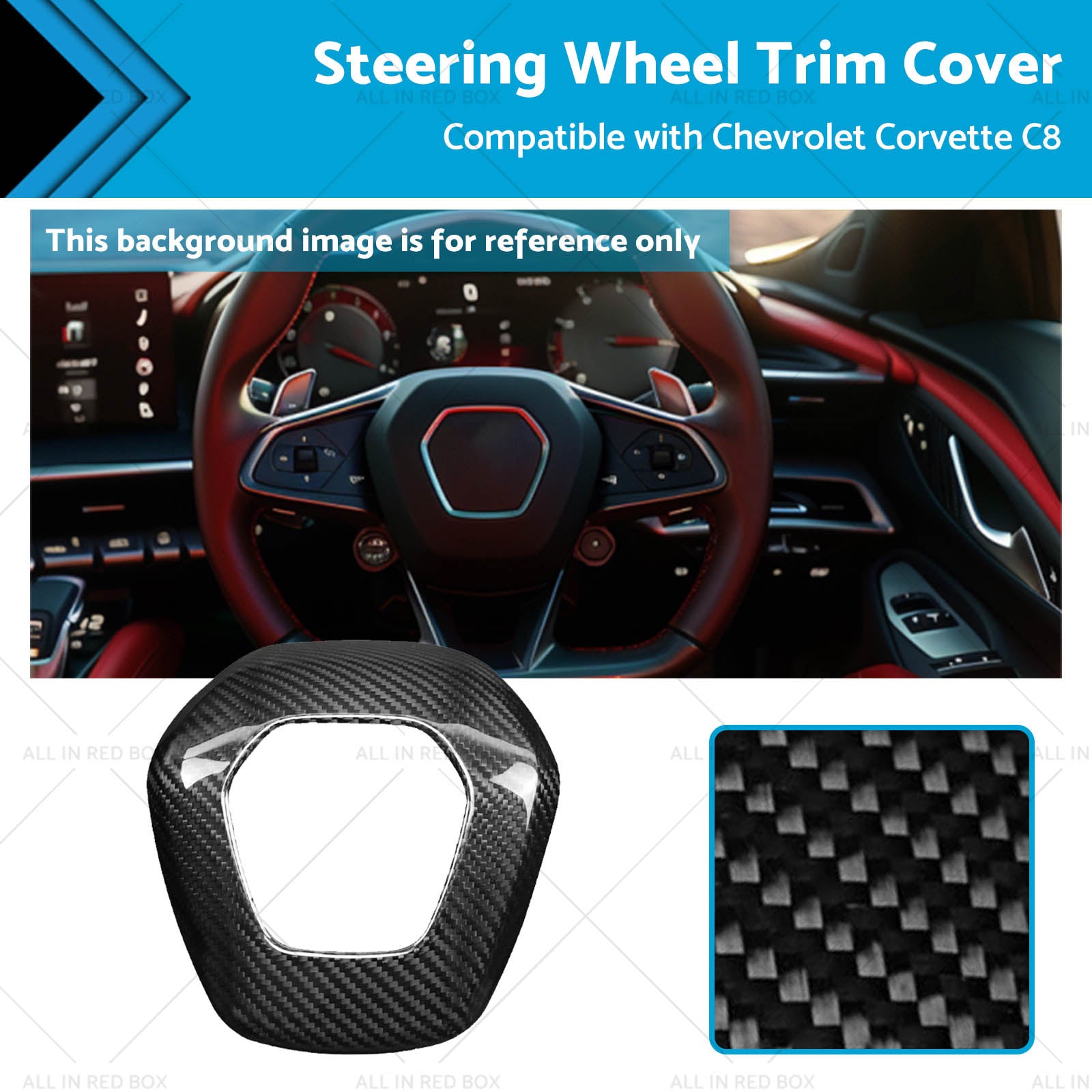 Overlay Real Carbon Fiber Steering Wheel Center Cover Suitable For Corvette C8-0