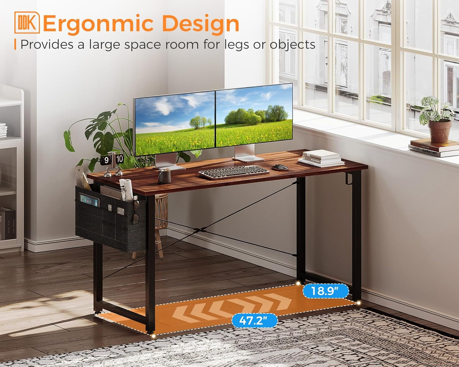 48 Inch Brown Gaming Desk with Storage-4