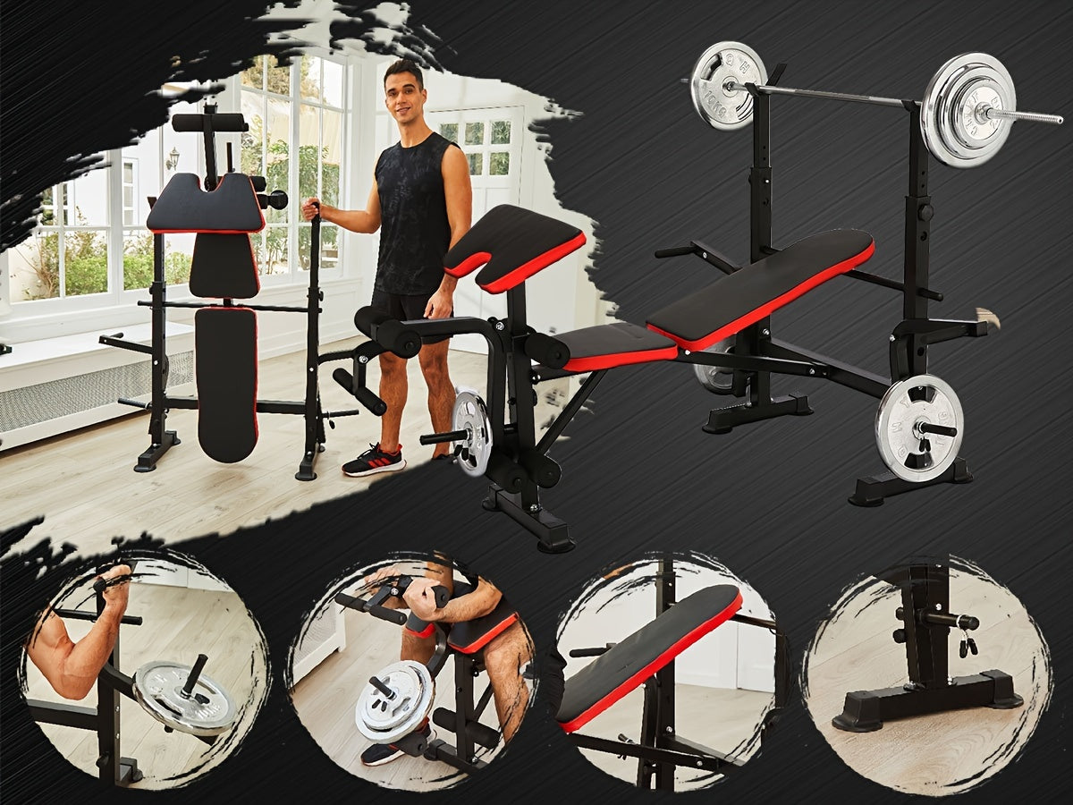 All In One 3S Fast Folding Home Gym Equipment Professional Workout Bench Set with Squat Rack, Adjustable & Foldable Upgrade Weight Bench Press Set with Leg Developer, Preacher Curl Pad for Full Body Workout