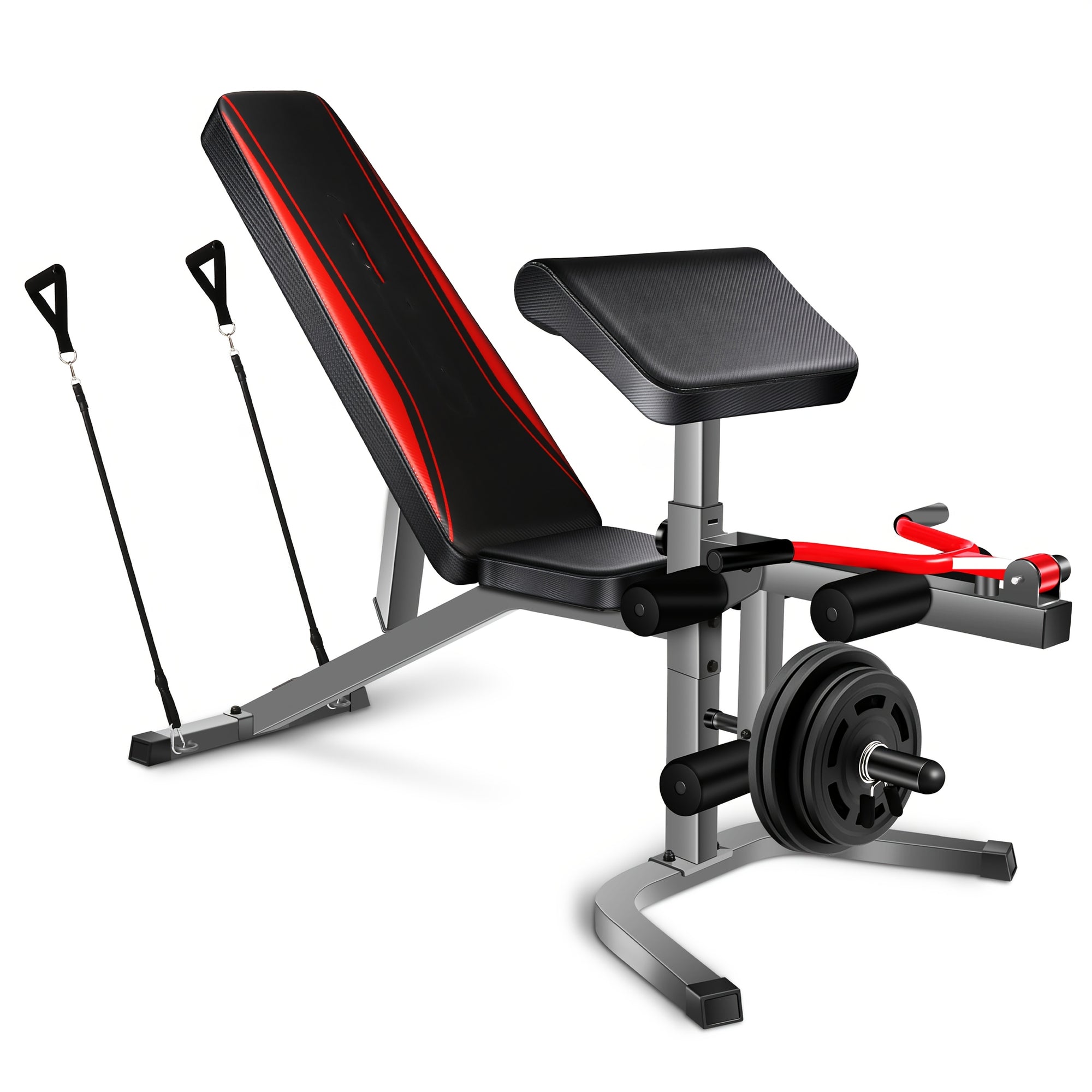 All In One 3S Fast Folding Home Gym Equipment Professional Workout Bench Set with Squat Rack, Adjustable & Foldable Upgrade Weight Bench Press Set with Leg Developer, Preacher Curl Pad for Full Body Workout