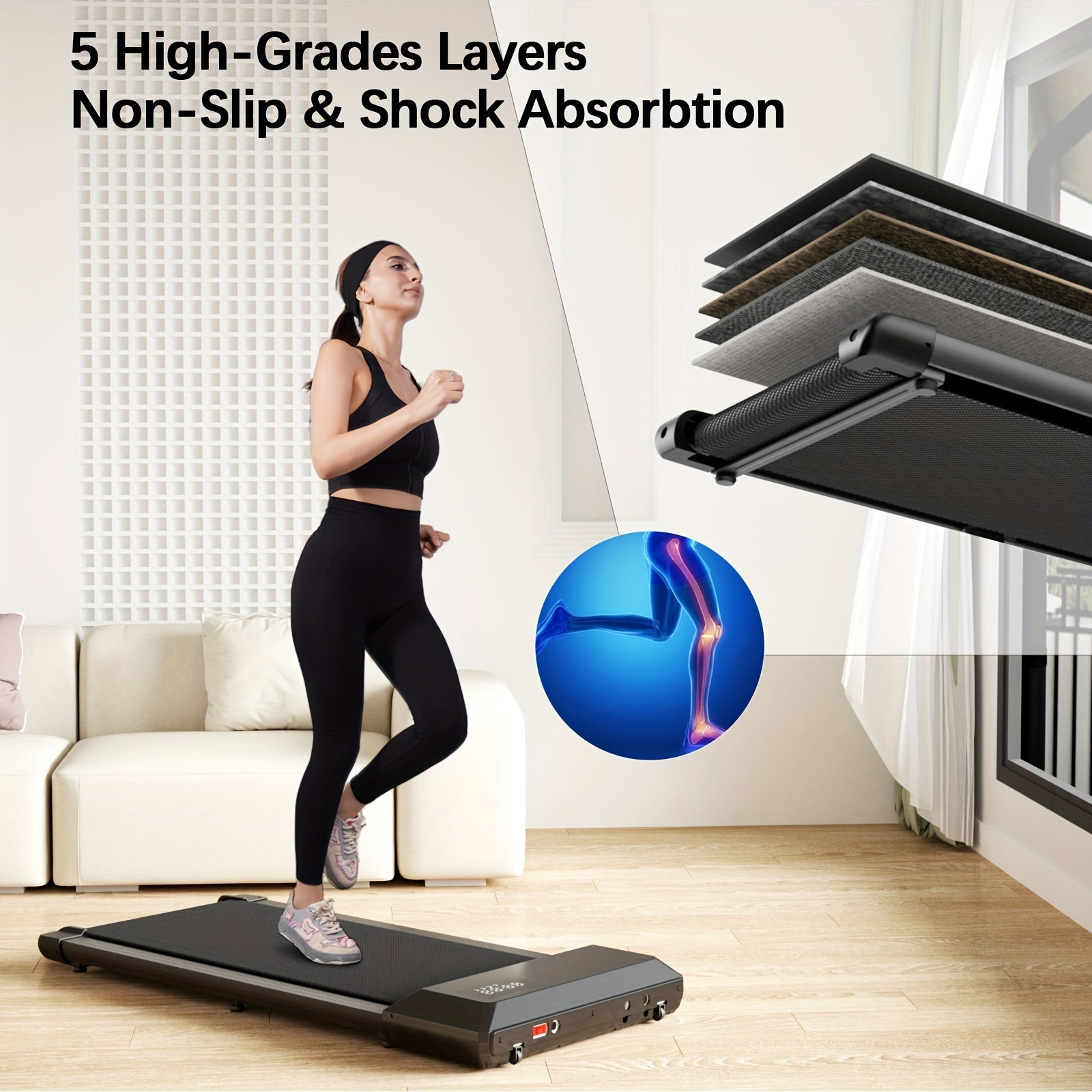 300lbs Capacity Under Desk Treadmill Walking Pad for Home/Office - Portable, Remote Controlled, Space-Saving, Iron Construction - 110V-130V, US Plug, Power Supply Included