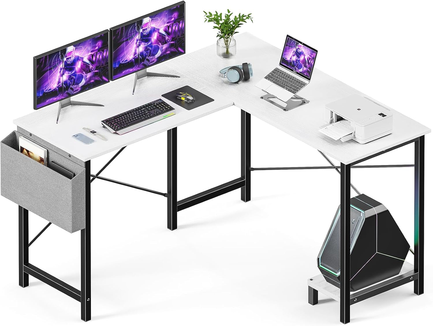 White L Shaped Gaming Desk 50 Inch-0