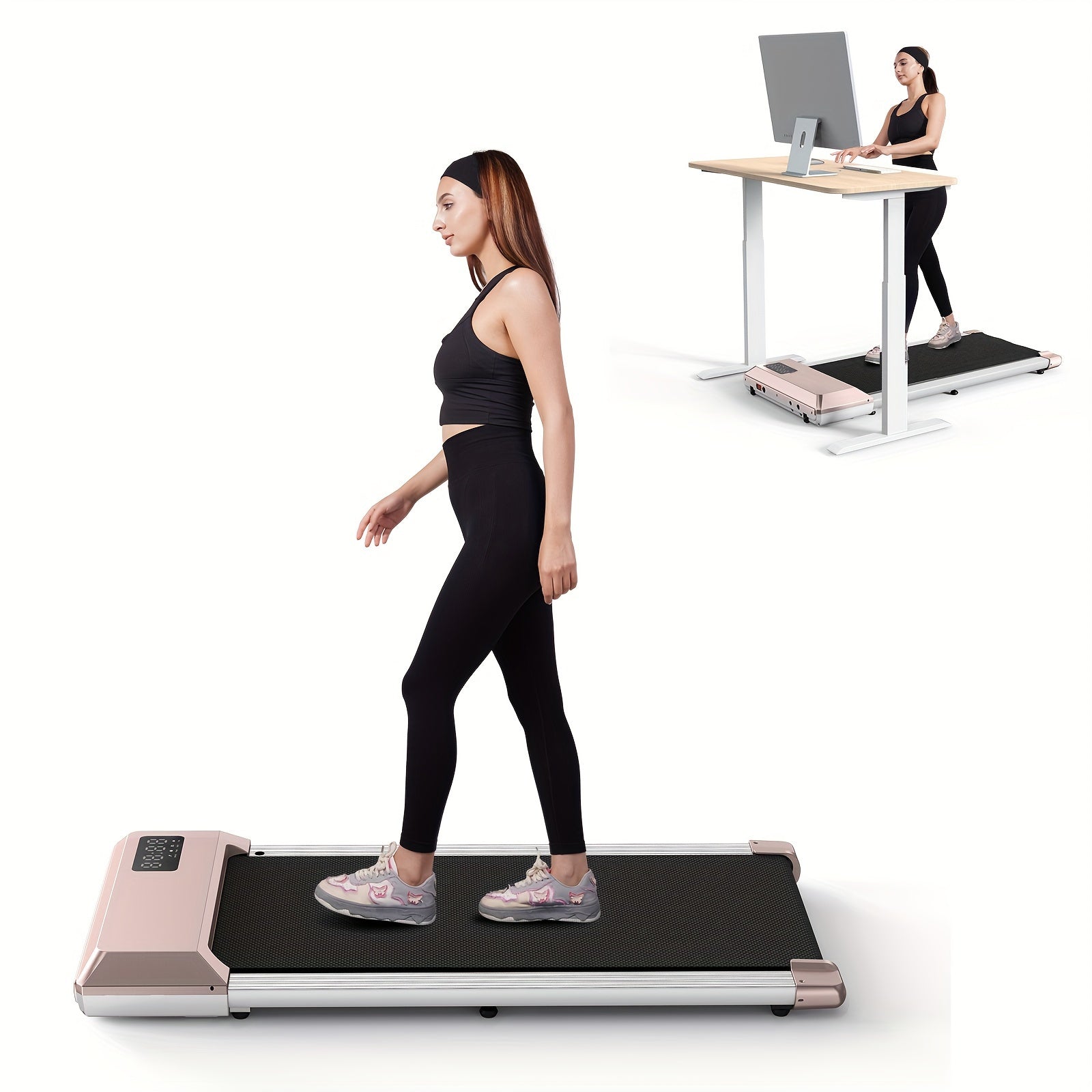 300lbs Capacity Under Desk Treadmill Walking Pad for Home/Office - Portable, Remote Controlled, Space-Saving, Iron Construction - 110V-130V, US Plug, Power Supply Included