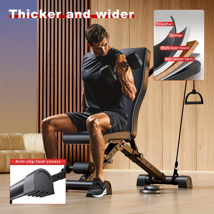 1pc Adjustable Weight Bench, Foldable Fitness Stool For Full Body Workout, Bench Press, Strength Training, Weightlifting