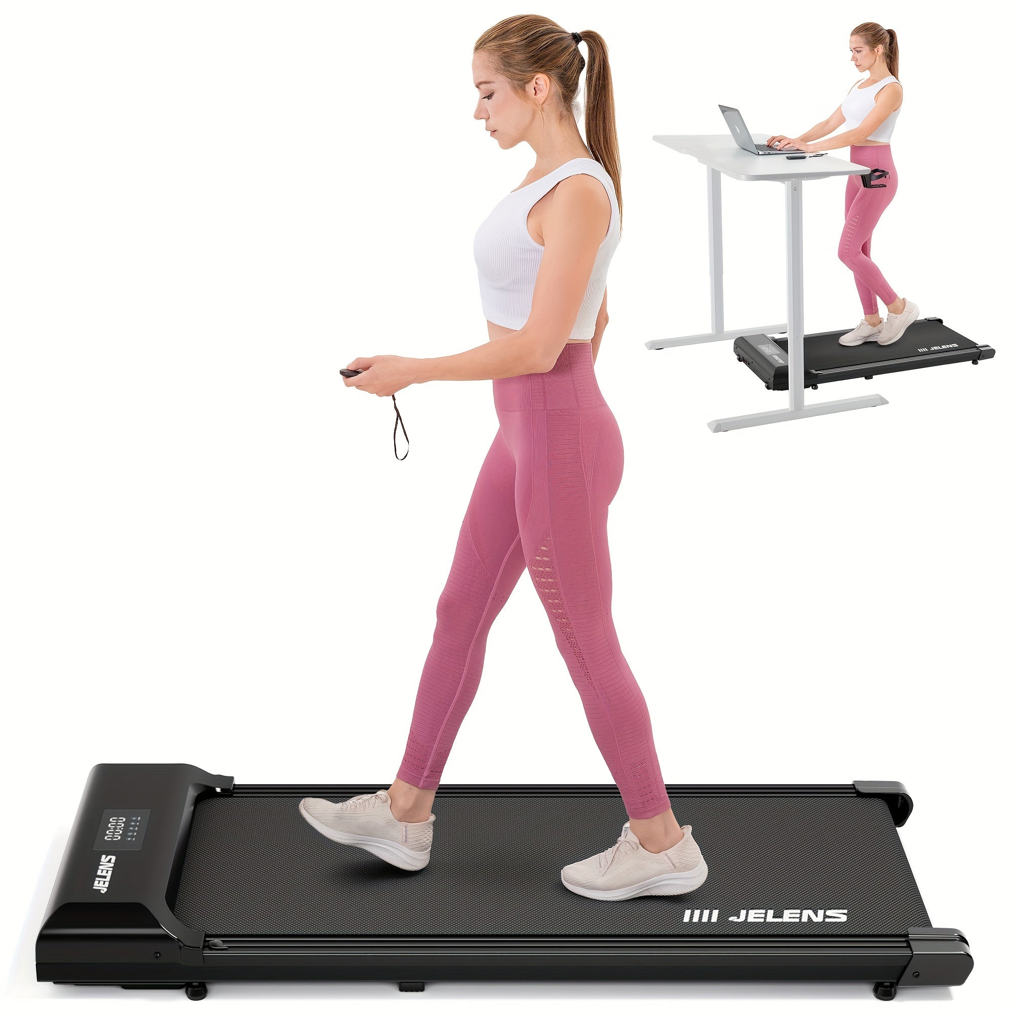 ProWalk Slim Folding Treadmill - 2.5HP Portable Under Desk Walking Machine with Remote Control, LED Display, and Space-Saving Design for Home Office Exercise and Fitness
