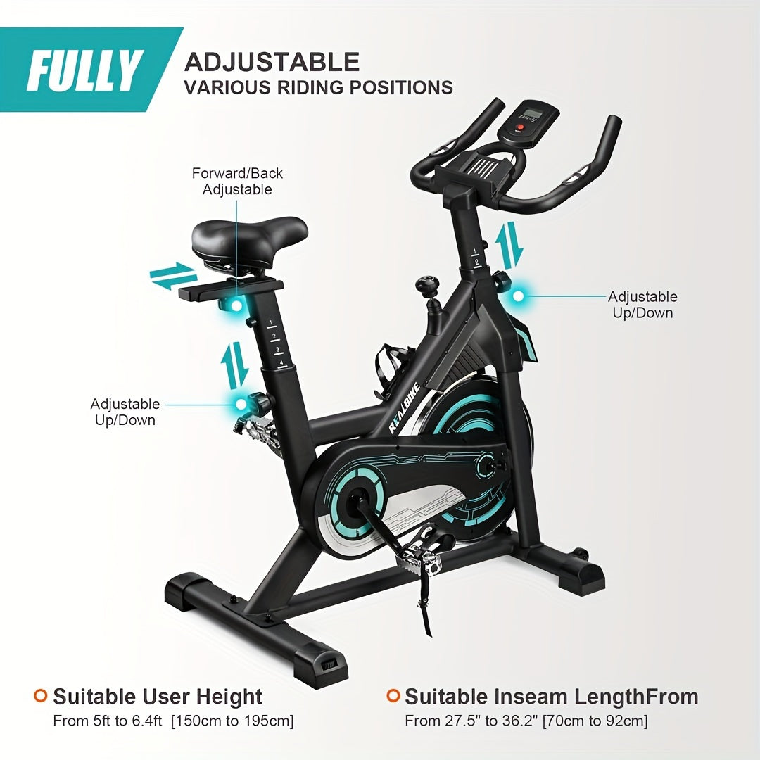 Exercise Bike, Indoor Bike/Brake Pad Stationary Bike, for Family, Indoor Bike with Silent Belt Drive, Heavy Duty Flywheel, Comfortable Saddle And Upgraded LCD Display
