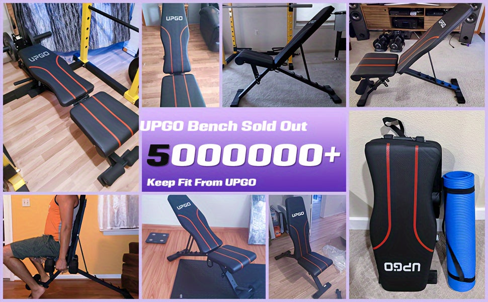 Adjustable Weight Bench Folding Incline/Decline Home Gym Workout with 660lbs Capacity Suitable for up to 5.9" Adult