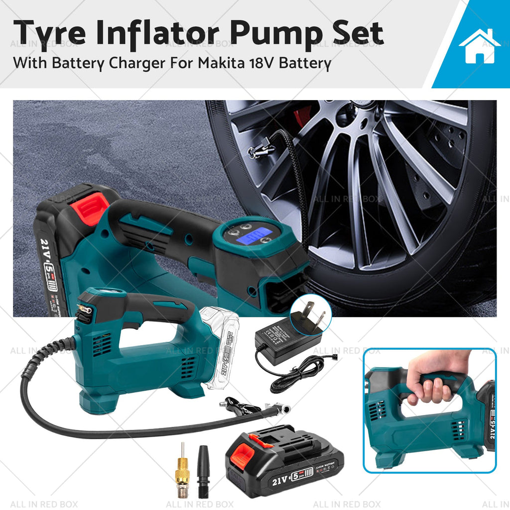 Cordless Portable Tyre Inflator Pump w/ Battery Charger For Makita 18V Battery-0
