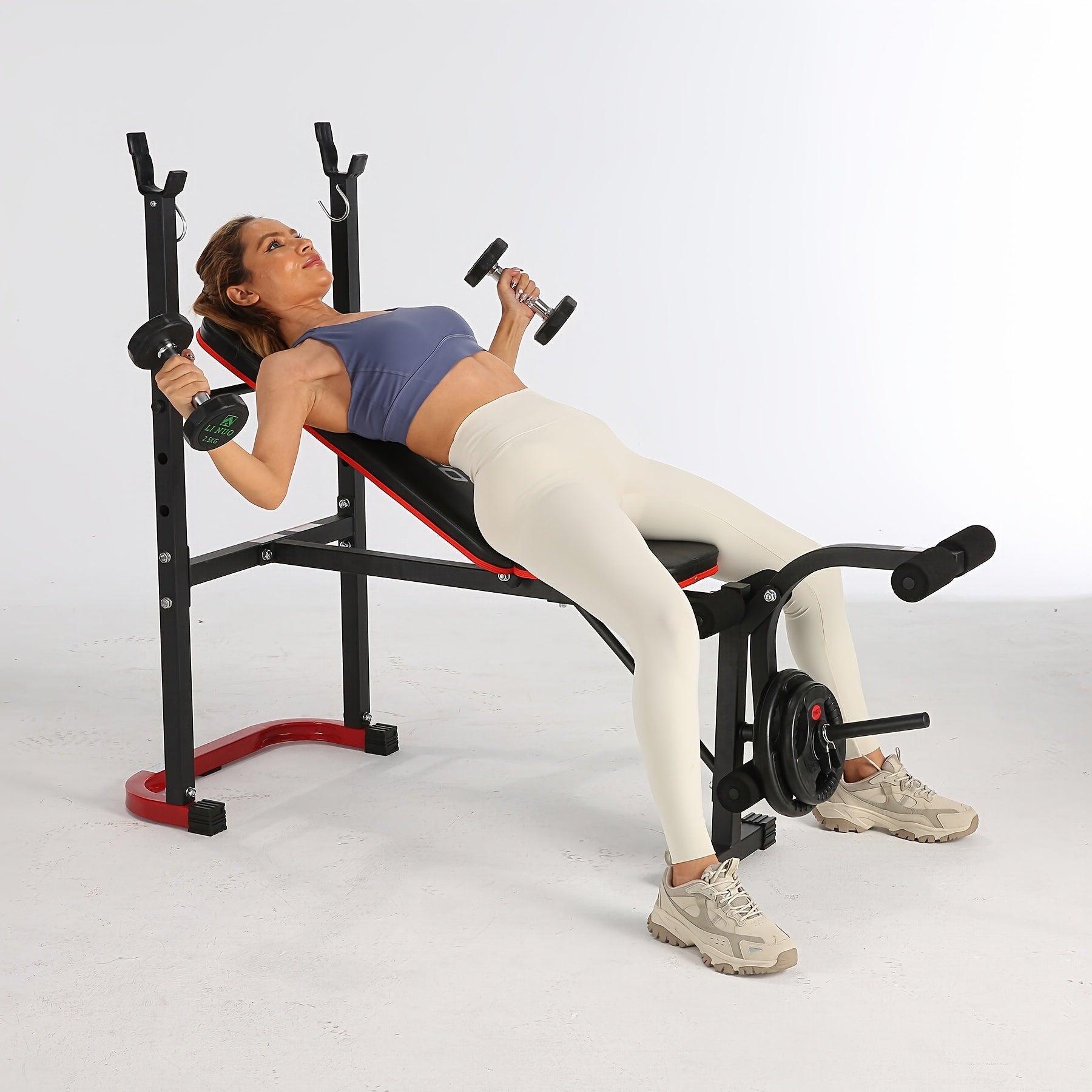 All In One 3S Fast Folding Home Gym Equipment Professional Workout Bench Set with Squat Rack, Adjustable & Foldable Upgrade Weight Bench Press Set with Leg Developer, Preacher Curl Pad for Full Body Workout