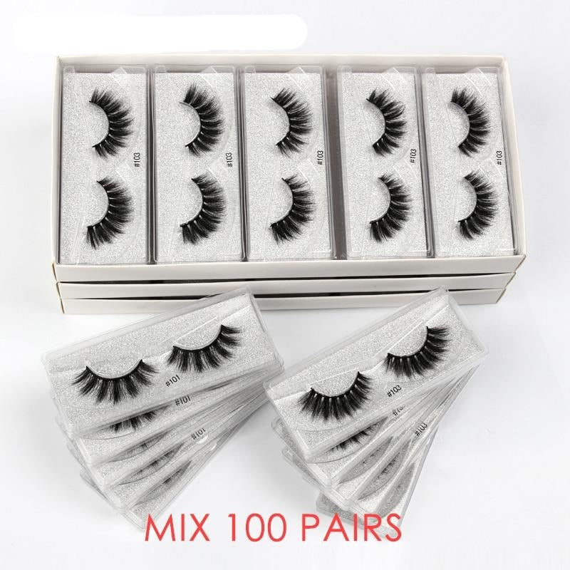 Wholesale Eyelashes 20/30/40/50/100 Pairs Faux 3D Mink Lashes Natural False Eyelashes Makeup Cilios Thick Mink Eyelashes In Bulk-0