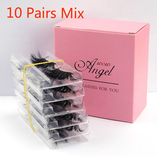 25 MM Lashes Wholesale 30/50/100 Pairs 3D Mink Eye Lashes With Tray No Box  Natural/Thick Long False Eyelashes  Makeup-1