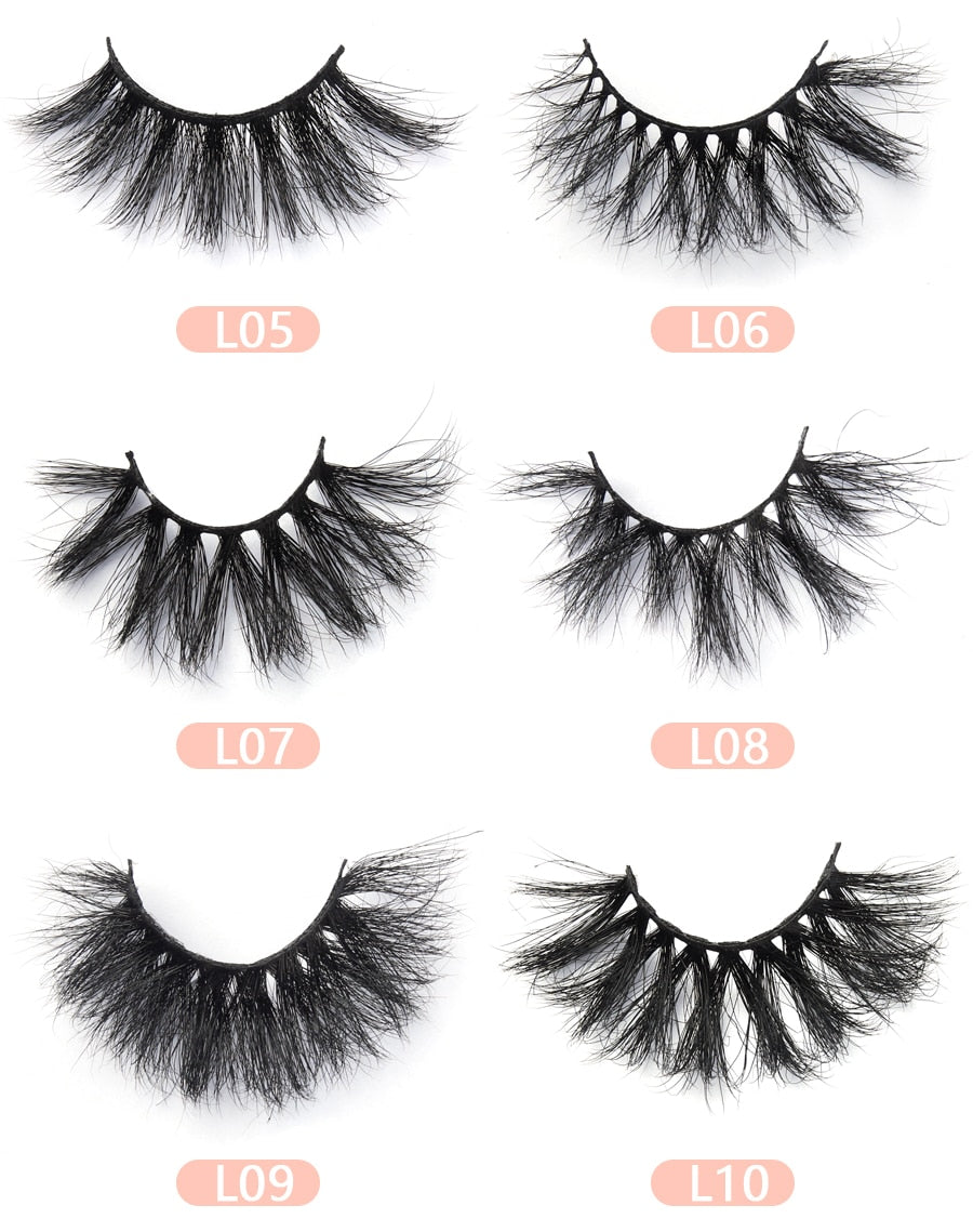 30 Pairs Wholesale 25mm Mink Eyelashes Cruelty Free Dramatic False Lashes Fluffy Long Eye Lash Eyelash Brush In Bulk-4