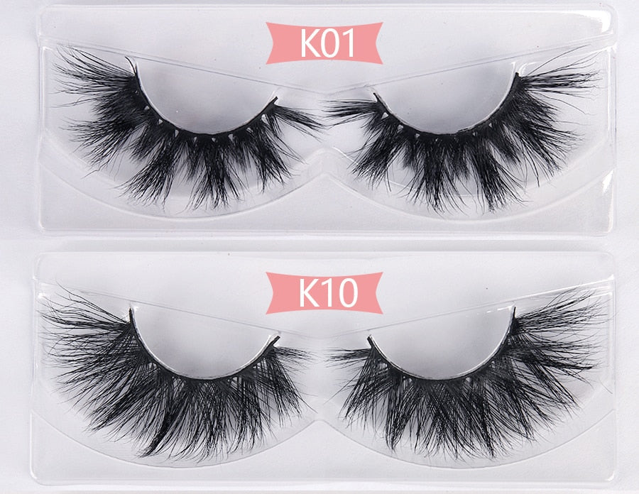 30Pairs Wholesale 3D Mink Eyelashes Cruelty Free Hand Made Full Strip Thick Long Fake Lashes Reusable No Box  #K01#K10-1