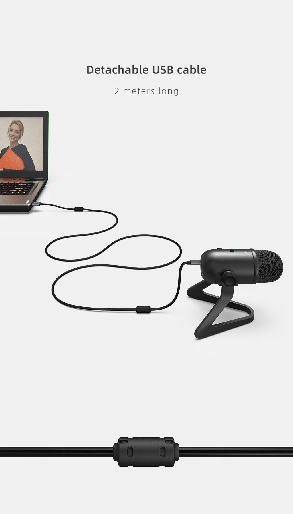 USB Microphone for Recording/Streaming/Gaming,professional microphone for PC,Mic Headphone Output&Volume Contro-4