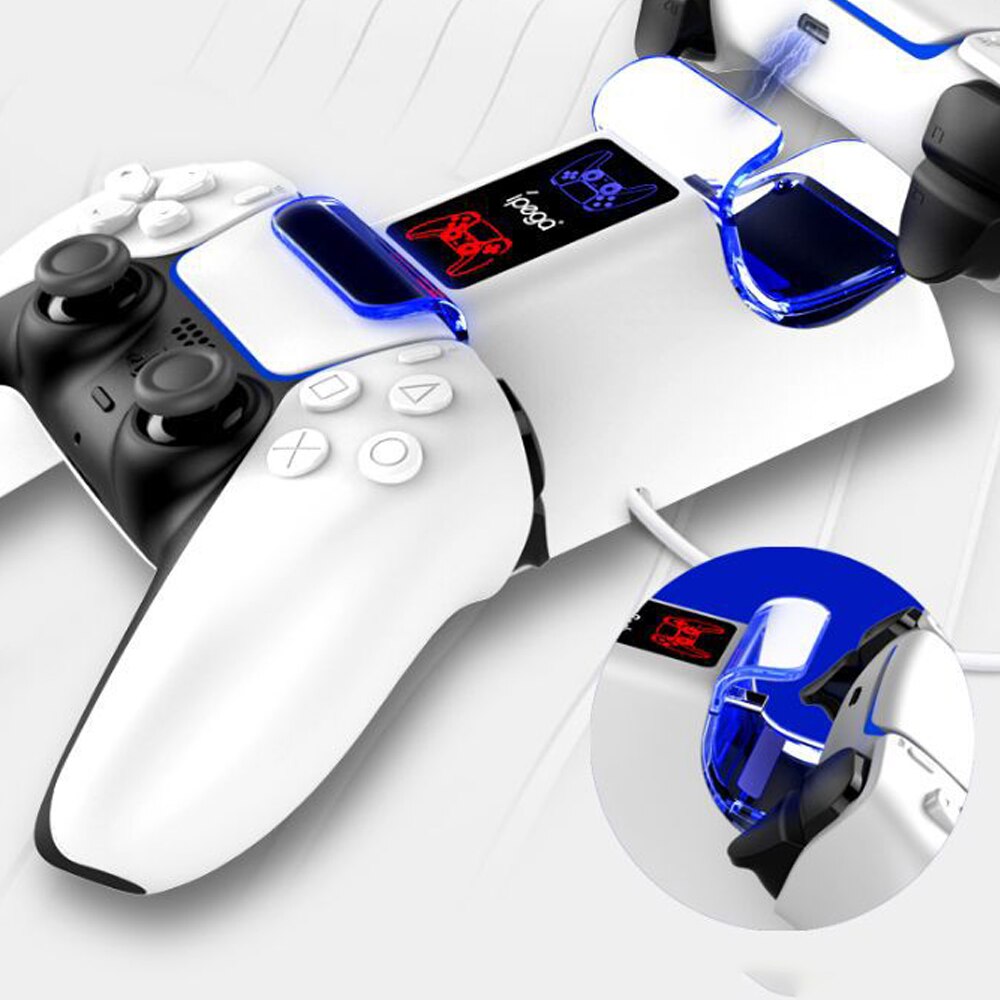 PS5 Controller Charger Double USB Fast Charging Docking Station Stand & LED Indicator for Sony PS 5 Controllers-3